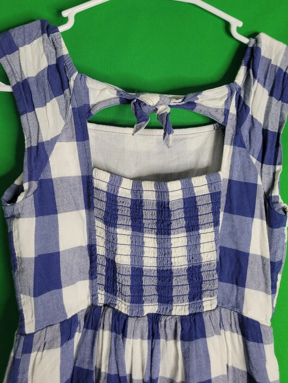 Old Navy Blue and White Gingham Tiered Midi Sundress 11/21 Size Girl 8 7/8 Check